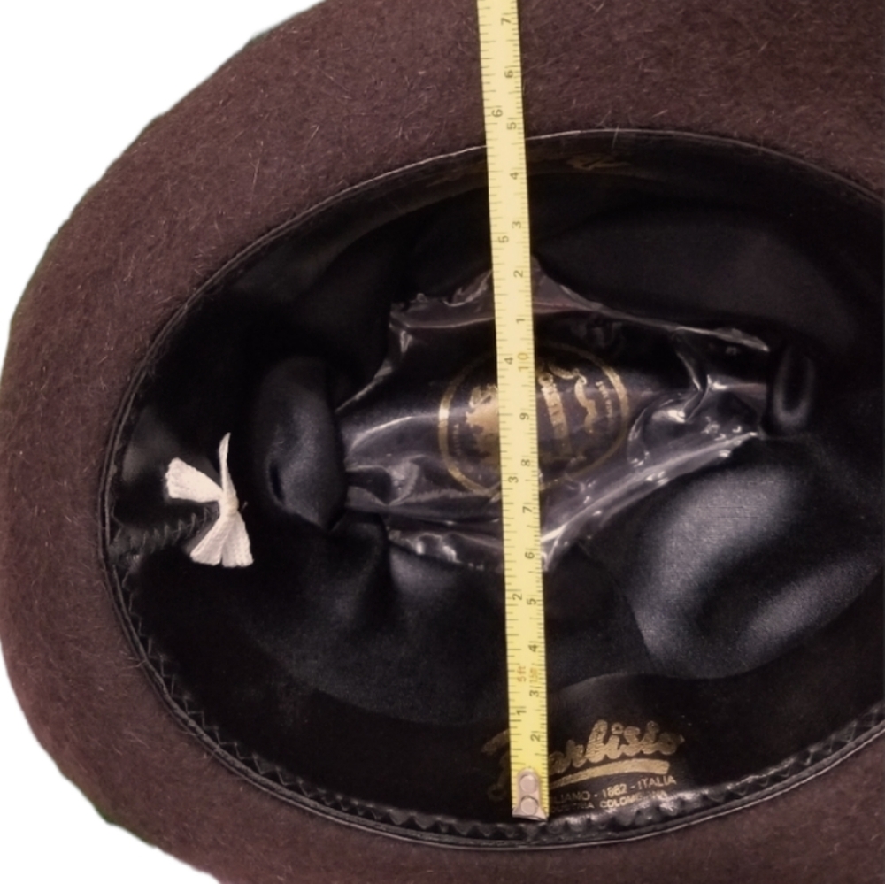 Barbisio Vintage Brown Fur Felt Fedora with Braid Trimmed Crown - Picture 9 of 13